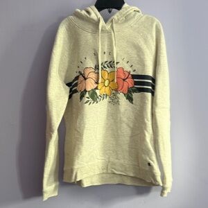 Roxy Cream Hoodie with Floral Stripe Print